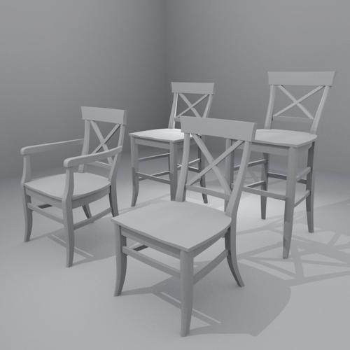 X-Back Wooden Kitchen Chair Set arn preview image